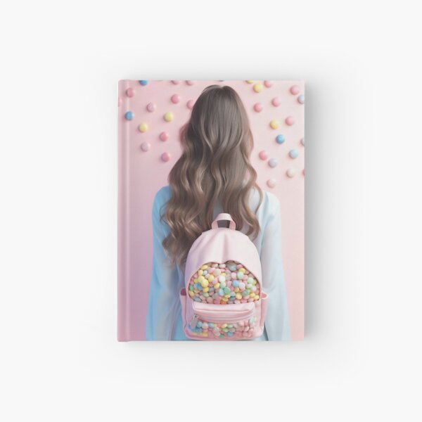 Woman with Candy Backpack Hardcover Journal