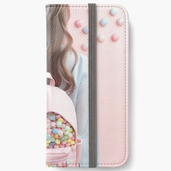 Woman with Candy Backpack iPhone Wallet