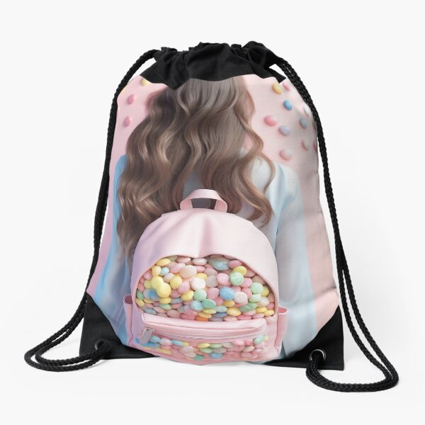 Woman with Candy Backpack Drawstring Bag