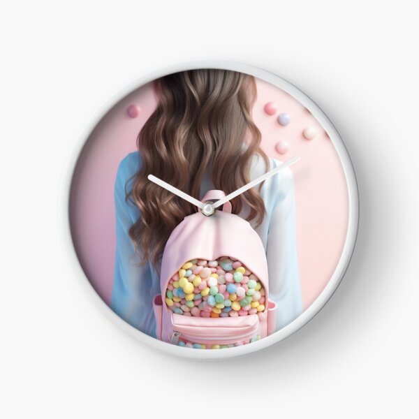 Woman with Candy Backpack Clock
