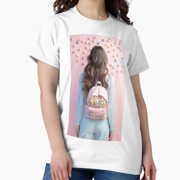Woman with Candy Backpack Classic T-Shirt