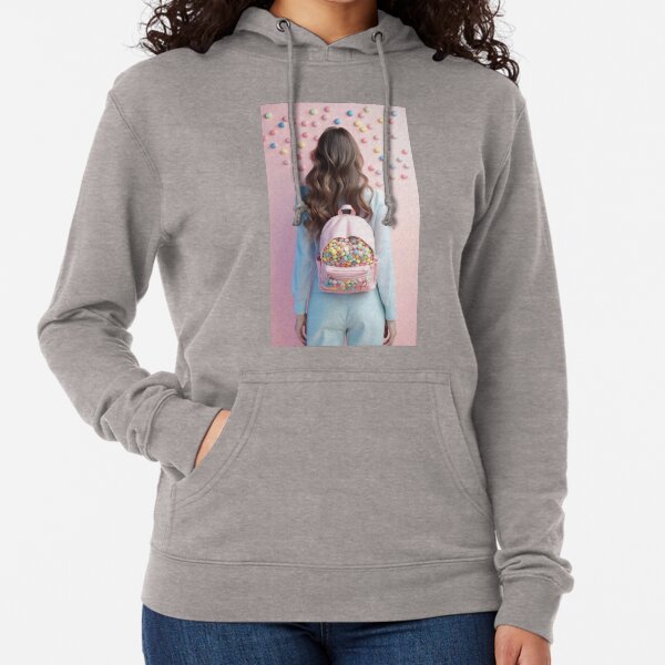 Woman with Candy Backpack Lightweight Hoodie