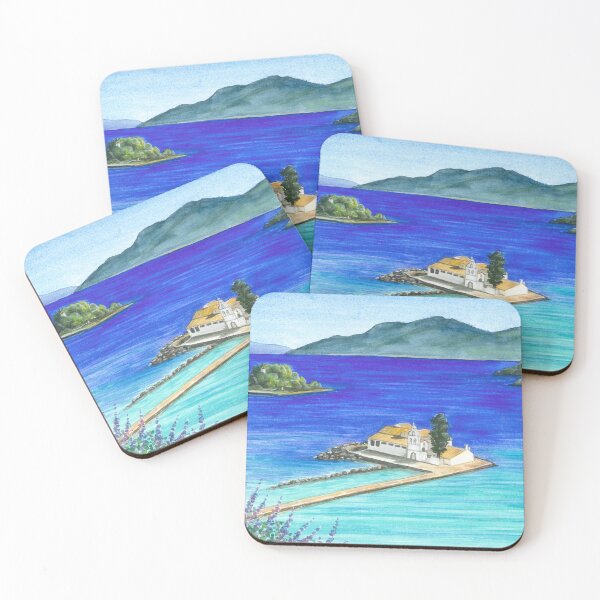 Item preview, Corfu island Greece watercolor landscape designed and sold by Antigone Damigou.