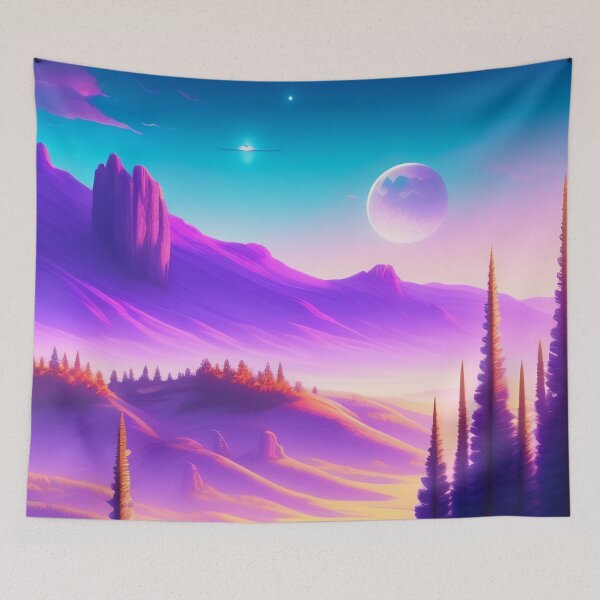 Item preview, Beautiful Purple Fantasy Dream Cosmic Landscape AI Art designed and sold by unusualillusion.