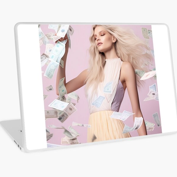 Blonde Woman Money Laptop Skin