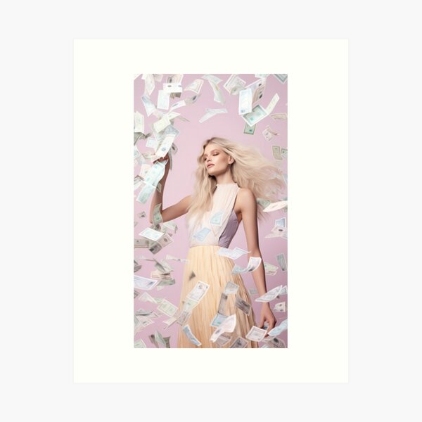 Blonde Woman Money Art Print