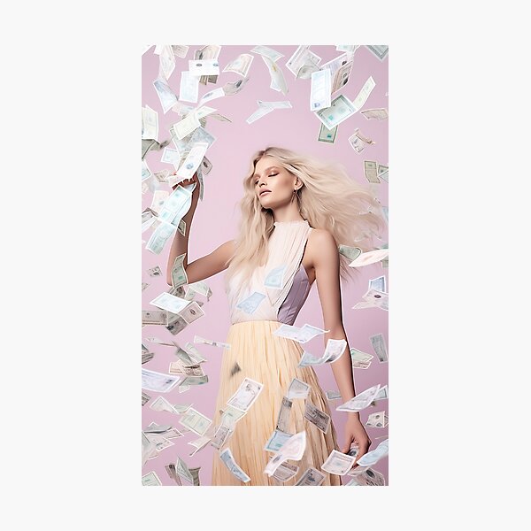 Blonde Woman Money Photographic Print