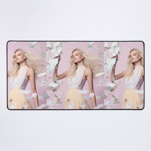 Blonde Woman Money Desk Mat