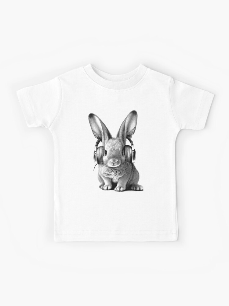 Cute Rabbit Wearing Headphones