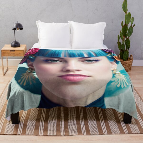 Item preview, Floral girl with blue hair designed and sold by lulu-o-lulu.