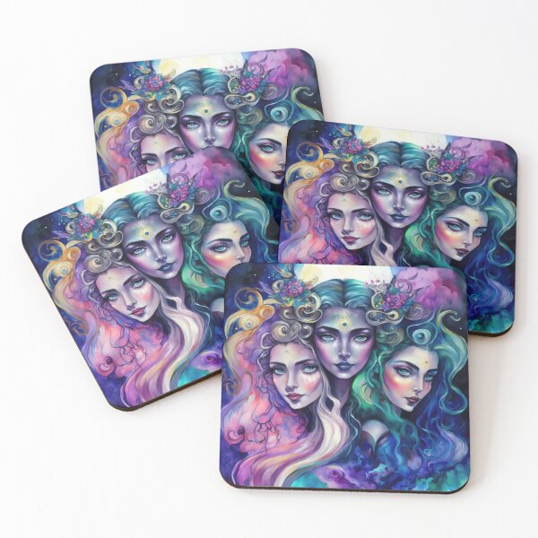 Item preview, Triple Moon Goddess, Witchy Rainbow 90s Art designed and sold by MoonBohemian.