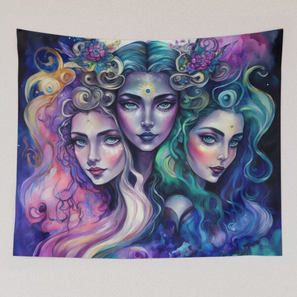 Item preview, Triple Moon Goddess, Witchy Rainbow 90s Art designed and sold by MoonBohemian.