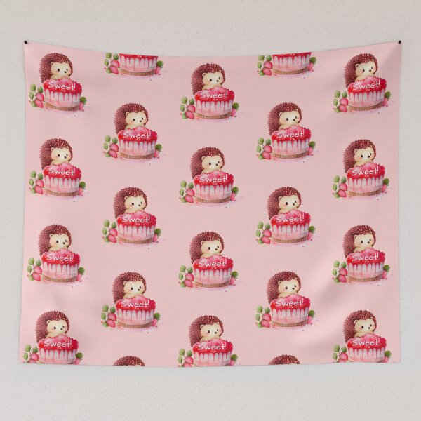 Artikelvorschau, Sweet Hedgehog with Strawberry Cake entworfen und verkauft von BirdandPoppy.