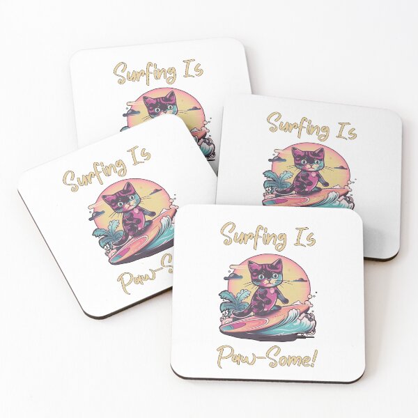 Item preview, Retro Kitty Surfer designed and sold by HappyLifeCreate.