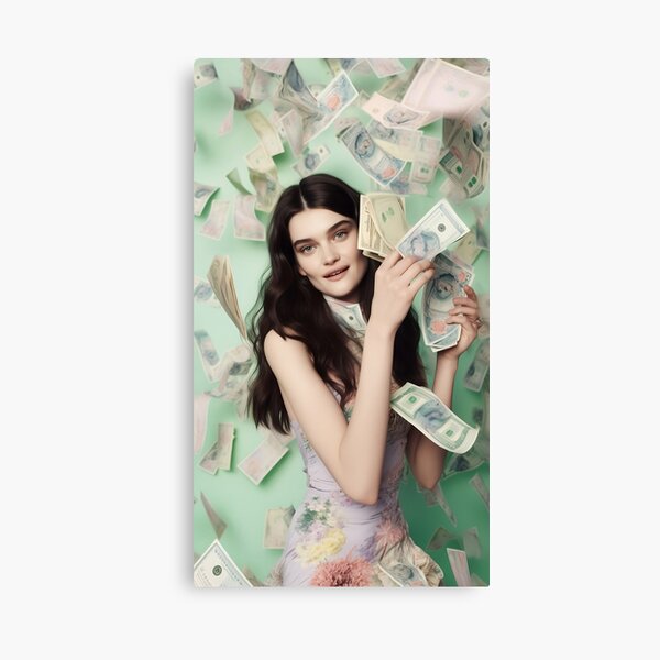 Woman Money  Canvas Print