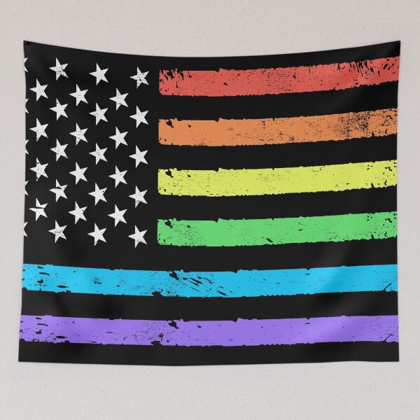 Item preview, Gay Pride Rainbow American Flag | LGBT 4th of July | LGBTQ Progress Flag designed and sold by YikesForever.