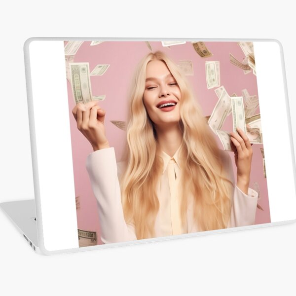 Blonde Woman Money Laptop Skin