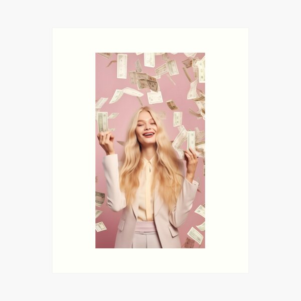 Blonde Woman Money Art Print