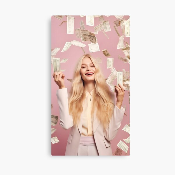 Blonde Woman Money  Canvas Print