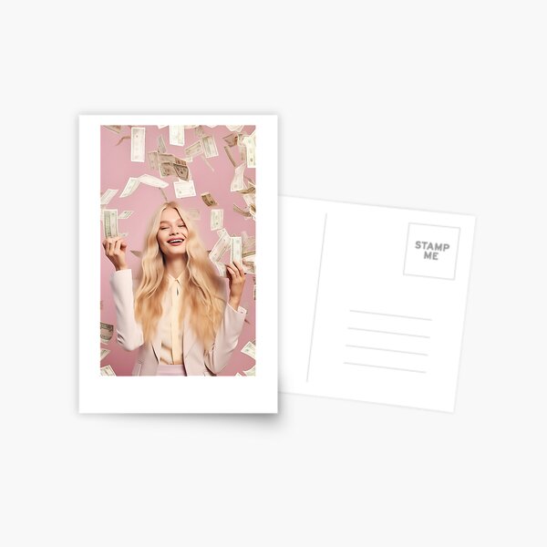 Blonde Woman Money Postcard
