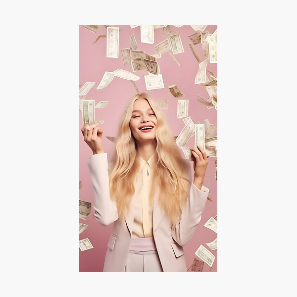 Blonde Woman Money Photographic Print