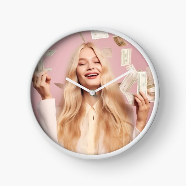 Blonde Woman Money Clock