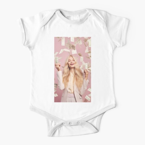 Blonde Woman Money Short Sleeve Baby One-Piece