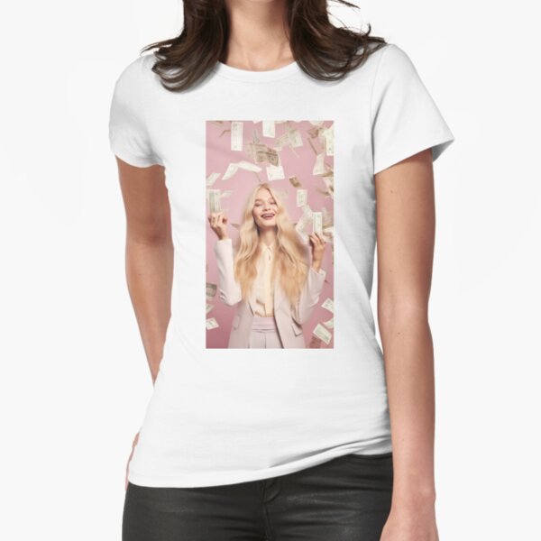Blonde Woman Money Fitted T-Shirt