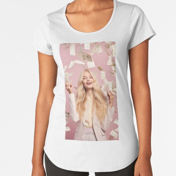 Blonde Woman Money Premium Scoop T-Shirt