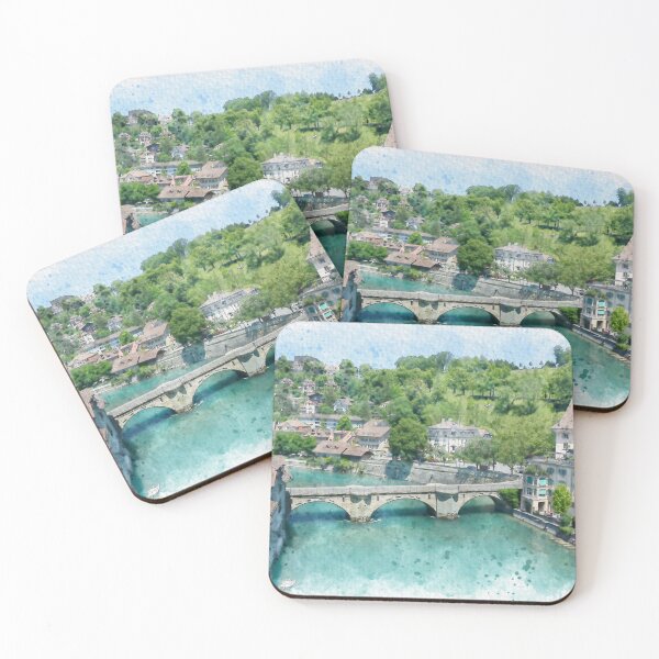 Item preview, Aare River in Bern, Switzerland Watercolor designed and sold by TwoSmallPtatoes.