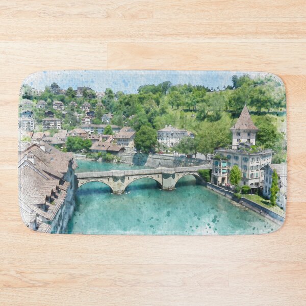 Item preview, Aare River in Bern, Switzerland Watercolor designed and sold by TwoSmallPtatoes.