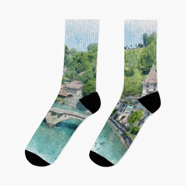 Item preview, Aare River in Bern, Switzerland Watercolor designed and sold by TwoSmallPtatoes.