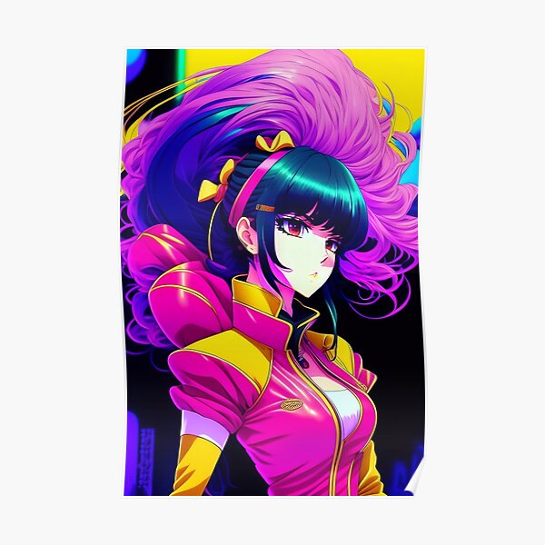 Schöne Japan Girl 90er Vintage Anime AI Art Poster
