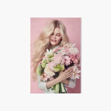 Women with bouquet Art Board Print
