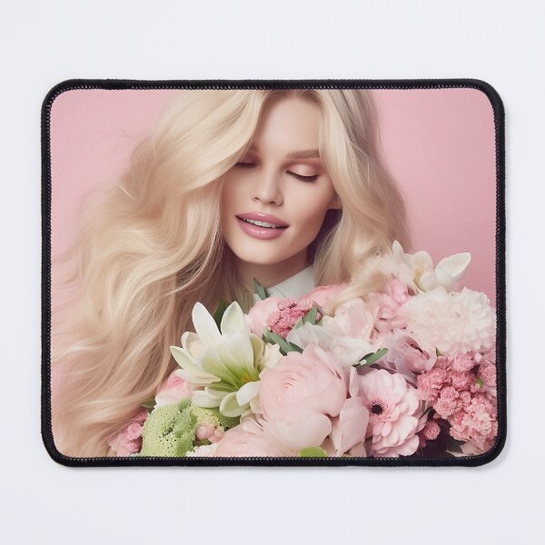 Women with bouquet Mouse Pad