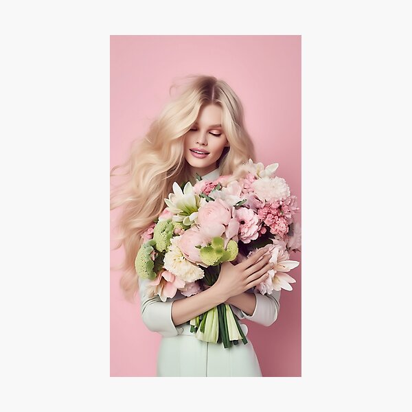 Women with bouquet Photographic Print