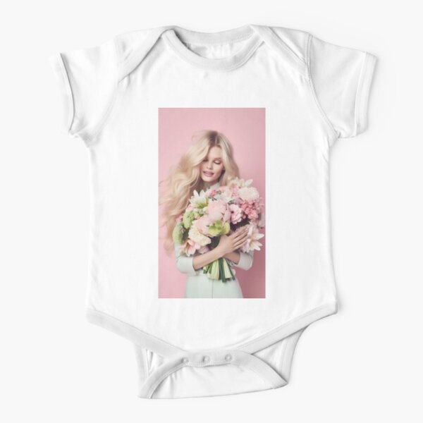 Women with bouquet  Short Sleeve Baby One-Piece