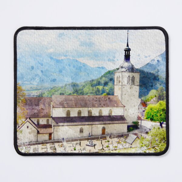 Item preview, Eglise Saint Theodule Watercolor designed and sold by TwoSmallPtatoes.