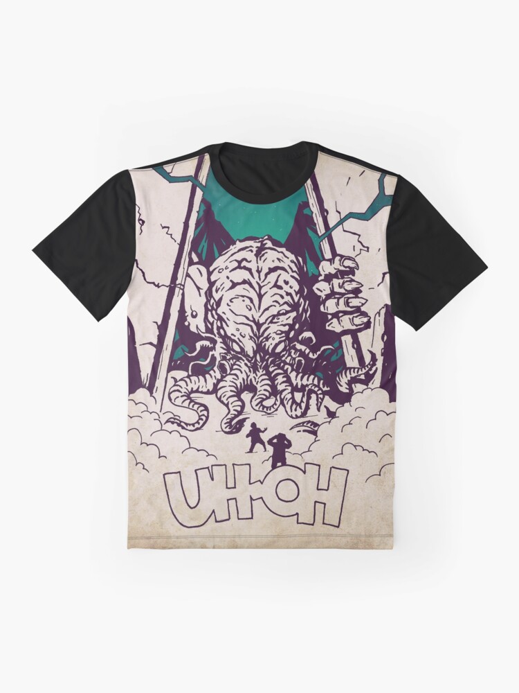 Thumbnail 4 of 5, Graphic T-Shirt, Uh-Oh Cthulhu! designed and sold by HPLHS.