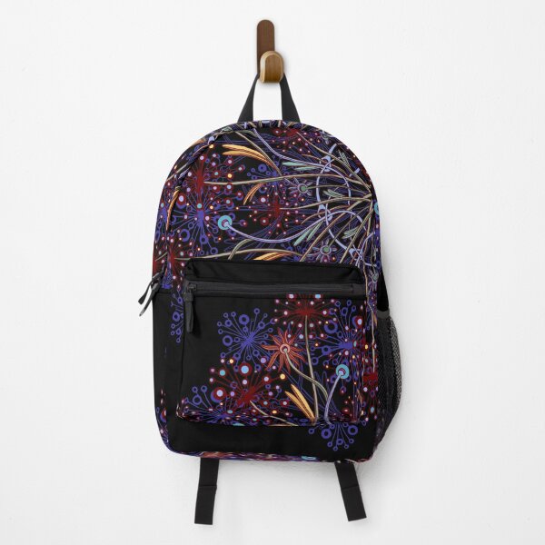 Item preview, Flowery abstract mandala in blues and reds with galaxy like dots designed and sold by DaveDanchuk.