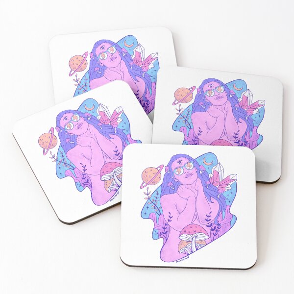 Item preview, Beautiful cosmic girl with cool eyeglass designed and sold by MantraKaya.