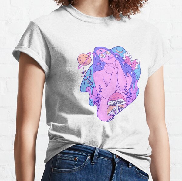 Beautiful cosmic girl with cool eyeglass Classic T-Shirt