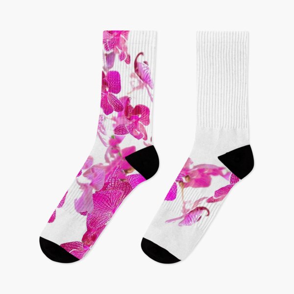 Item preview, FUCHSIA PINK ORCHIDS PATTERNS WHITE ART  designed and sold by sharlesart.
