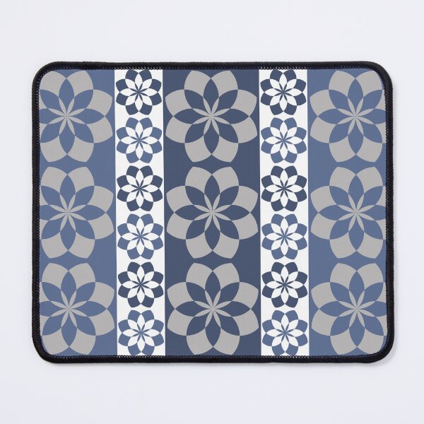 Item preview, Stripes decorated with flowers in fresh blue-grey designed and sold by Vektoria.