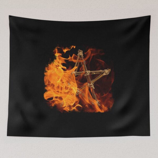 Item preview, pentagram of branches in burning flames designed and sold by krispald.