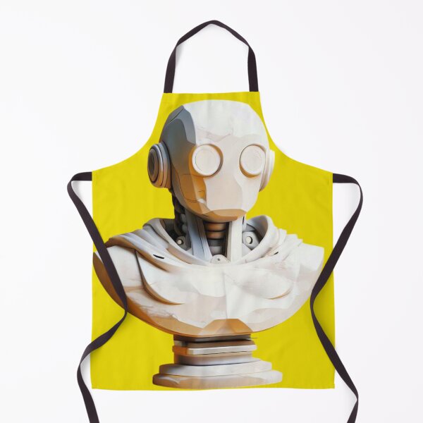 Item preview, a white marble bust of robot on a yellow background, 3d designed and sold by Globalize.