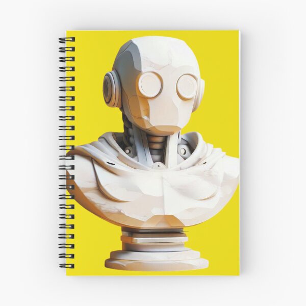 Item preview, a white marble bust of robot on a yellow background, 3d designed and sold by Globalize.