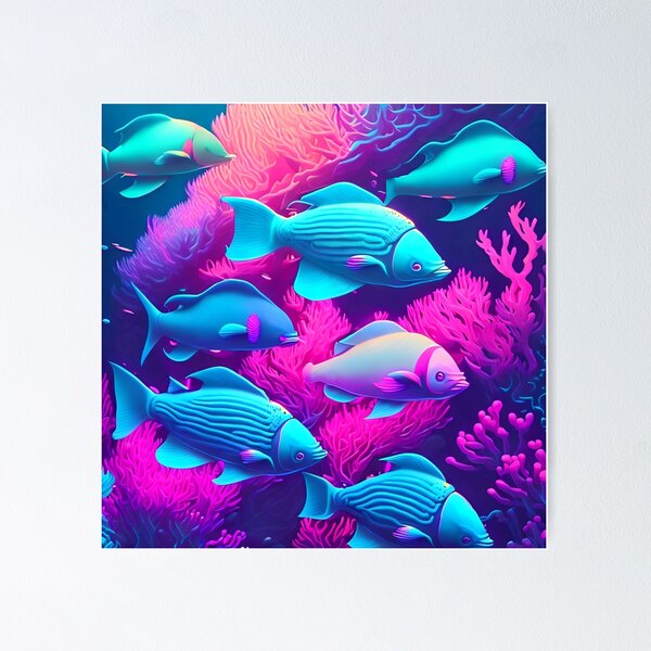 Neon Coral Reef' Poster, picture, metal print, paint by