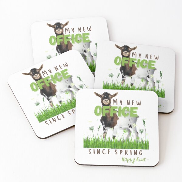 Item preview, happy goat on meadow - my office since spring designed and sold by PositiveIdeas.