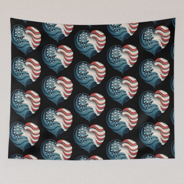 Item preview, USA flag heart designed and sold by Zaolta.